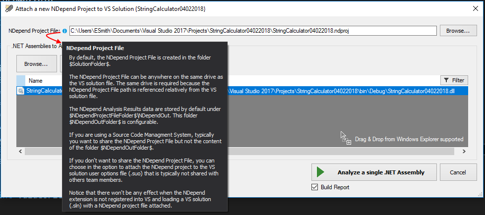 Dialogue showing new ND project file creation with detailed documentation